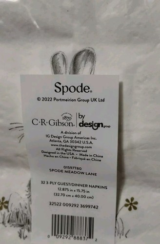 104 pc Spode Easter DINNER SALAD PLATES GUEST LUNCH NAPKINS Rabbit Meadow Lane - Picture 6 of 10