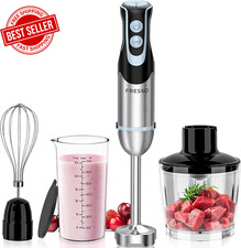 Image of Hand Blender 4 In 1 1000W Stainless Steel 12 Speeds Turbo Mode Whisk Cup Chopper