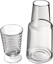 American Atelier Bedside Water Carafe with Tumbler, 32 Oz -Clear