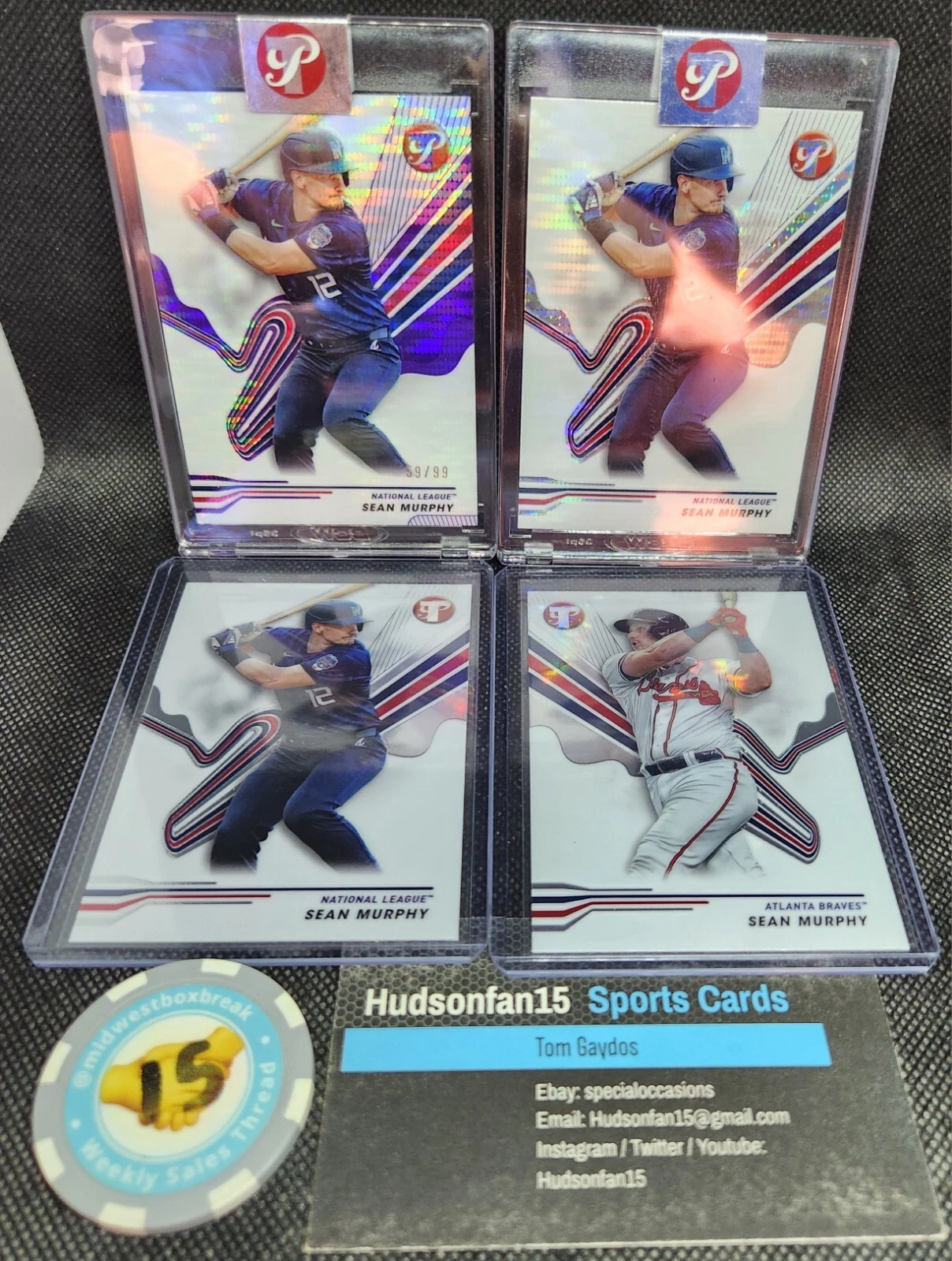 Sean Murphy 4x Lot 2024 Topps Pristine Purple Refractor 59/99, Encased Ref
