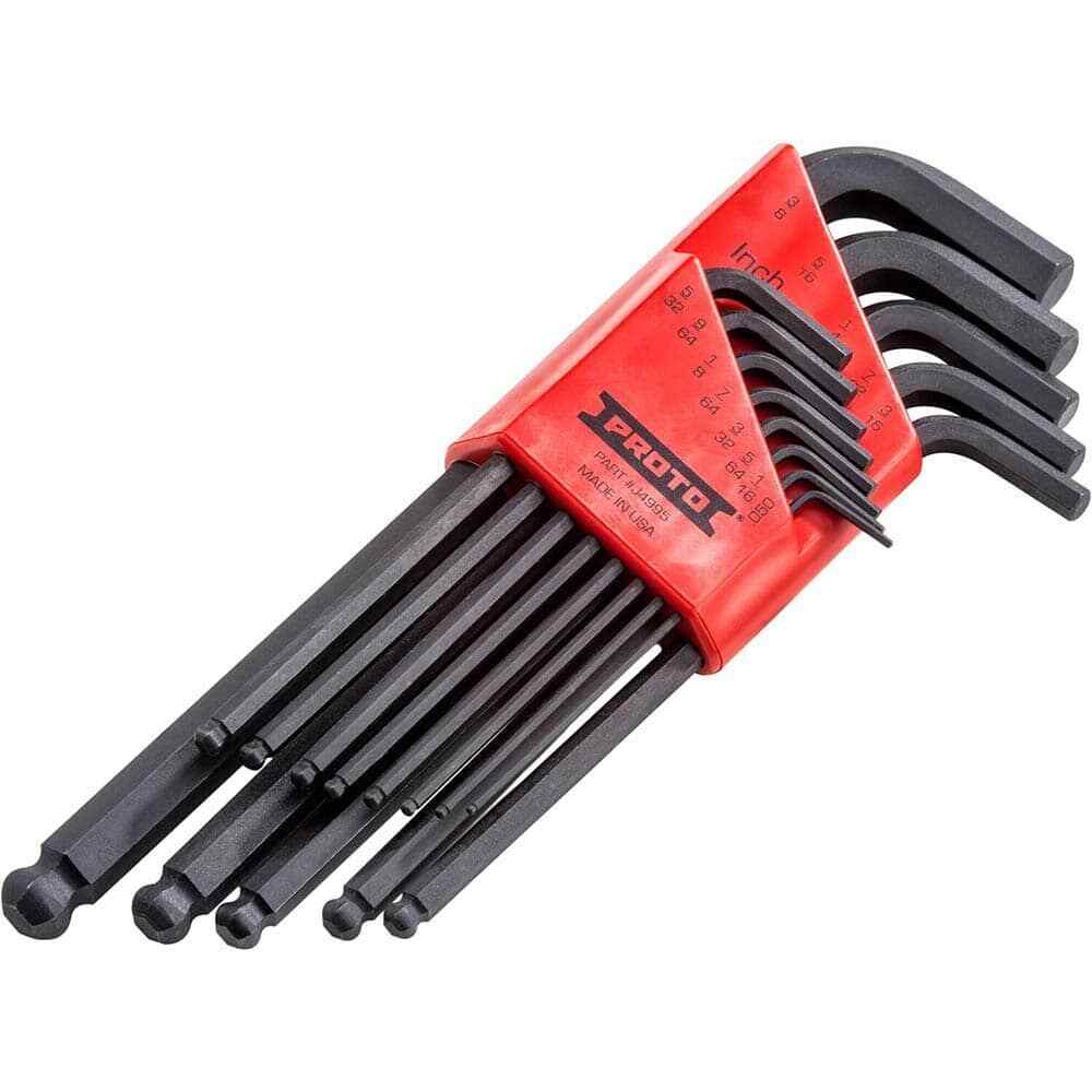 Proto J4995 13 Piece Carbon Steel Hex Key Set, L-Key Ball End