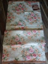 Vintage USA Fashion Print Blanket Full Twin 72x90 peach pink green floral
