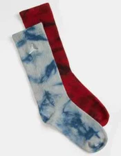 Sz 5Y - 7Y NIKE Jordan Lightweight Crew Print 2PK Sock Blue Red Tie Dye -  New