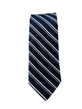 Brooks Brothers Italian Silk Navy Blue White Stripe Neck Tie