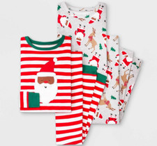 Carter's Pajama Sets 4 Pieces Toddler Boys 2T 3T Santa Snug Fit Red White A4016