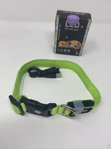 LED Dog Pet Collar GREEN Adjustable & USB Rechargeable Medium 18” New In Box - 第 3/5 張圖片
