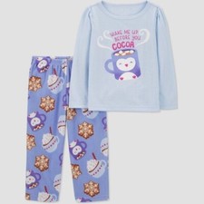 NEW Toddler Girls 2pc Cocoa Winter Fleece Long Sleeve Pajama Set - Carter's 12M