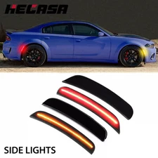For Dodge Charger 2015-2022 Front Rear Bumper Side Marker Light Lamps Smoked LED