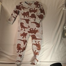 Carter  s Fleece Gray Brown Dinosaur Print Footed Sleeper Full Zip Size 3T