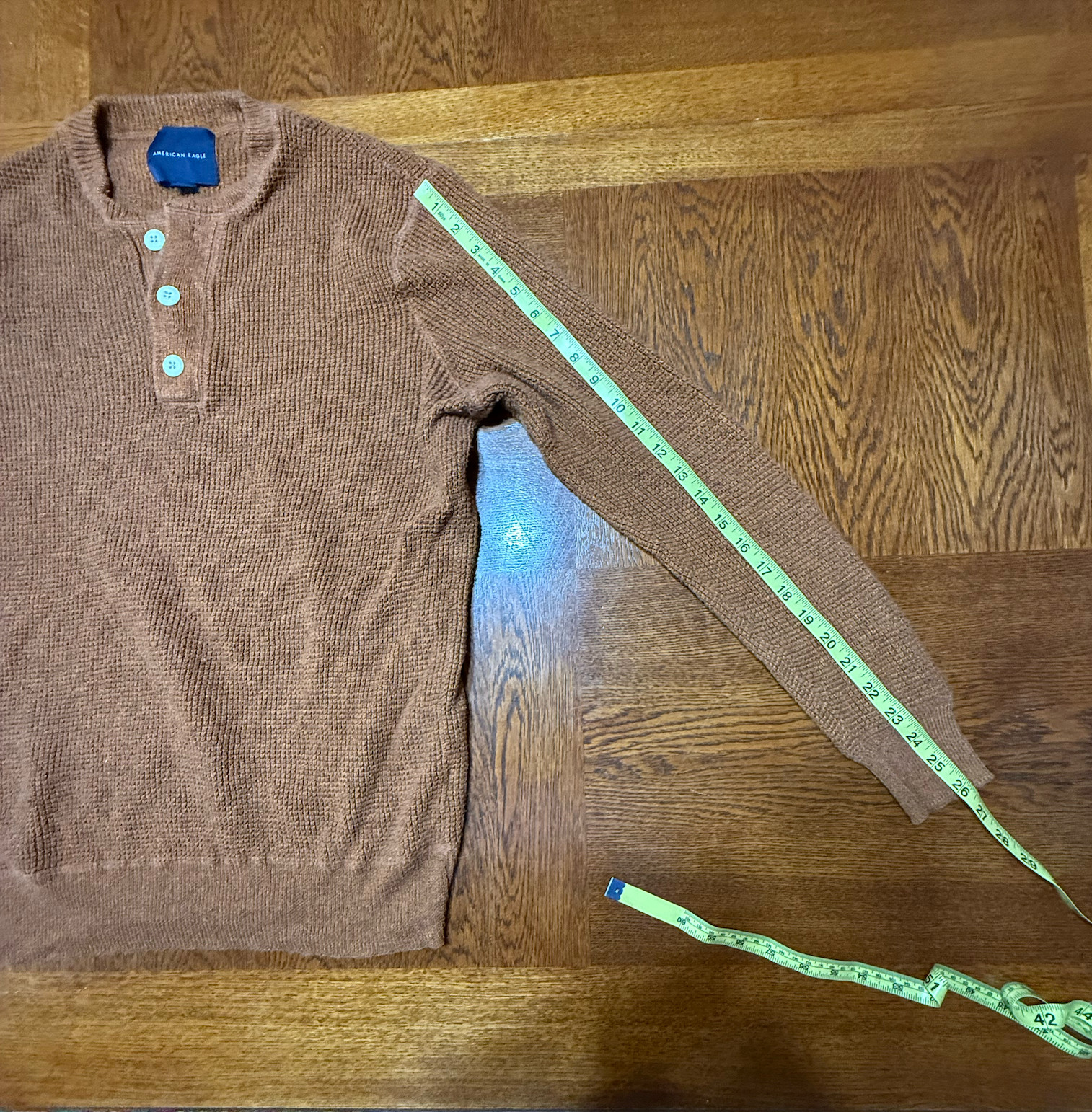 American Eagle Orange Rust Button Henley Sweater … - image 12