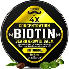 Biotin Beard Growth Balm for Men   Conditioning  Thickening Balm with Castor...