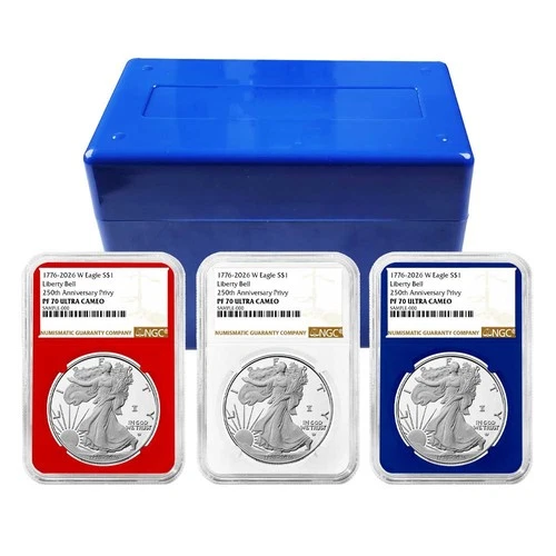3pc Set - 2026-W $1 1-oz Proof American Silver Eagle NGC PF70UC Brown Label Red