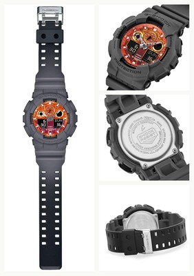 Unused CASIO G-SHOCK GA-100FL-8AJF Orange Ana-Digi Men's Watch in