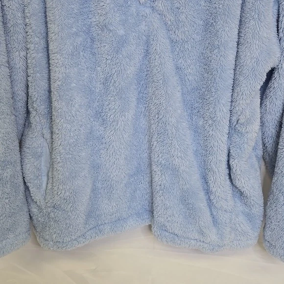 Land's End Quarter Zip Sherpa Fleece Pullover, Pastel Blue, Women's Size Large - Image 3 of 4