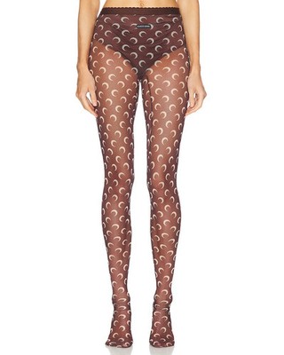 Marine Serre Moon Printed Mesh Tights in Brown S NWT $374