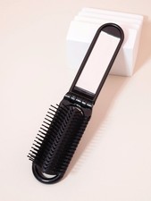 Folding Hair Brush With Mirror Travel Handbag Pocket Size Portable Handy Compact