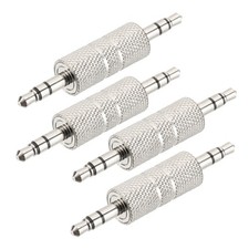 3.5mm Male to Male Audio Connector 4Pcs Metal Jack Adapter Silver