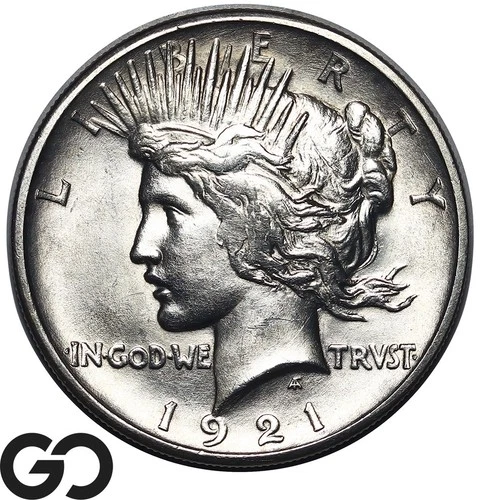 1921 Peace Dollar, Ultra High Relief, Choice BU Key Date 1st Year Issue