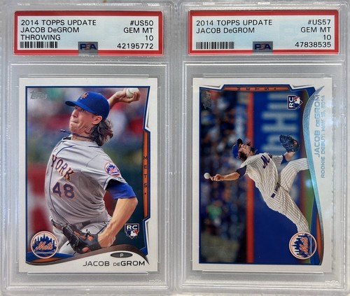 (2) 2014 Topps Update Jacob deGrom PSA 10 Gem Mint US50 & US57 Base RC Rookies