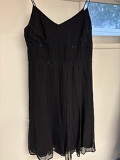Elegant Silk Beaded Black Sleeveless Pleated Cocktail Dress Eliza J