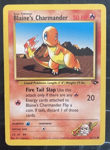 Blaine's Charmander 60/132 Gym Challenge Set Vintage Pokemon TCG Card WOTC