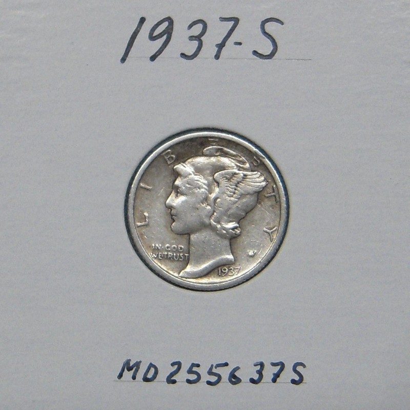 1937-S Mercury dime, 90% Silver Coin