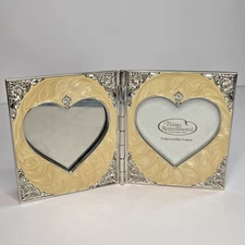 Things Remembered Romantic 2 Heart Panels Folding Silver Photo Frame & Mirror