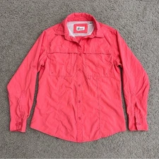 World Wide Sportsman Nylon Coral Pink Outdoor Active Button Up Shirt Womens S