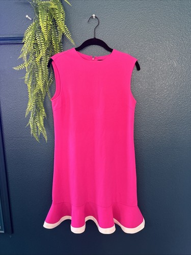 Victoria Beckham Pink Fuchsia Sleeveless Flounce Hem Sheath Dress - Size XS - Picture 6 of 7