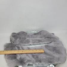 MOUTON Sheepskin Shearling Fur leather Collars 6" X 18" Gorgeous SILVER, NEW