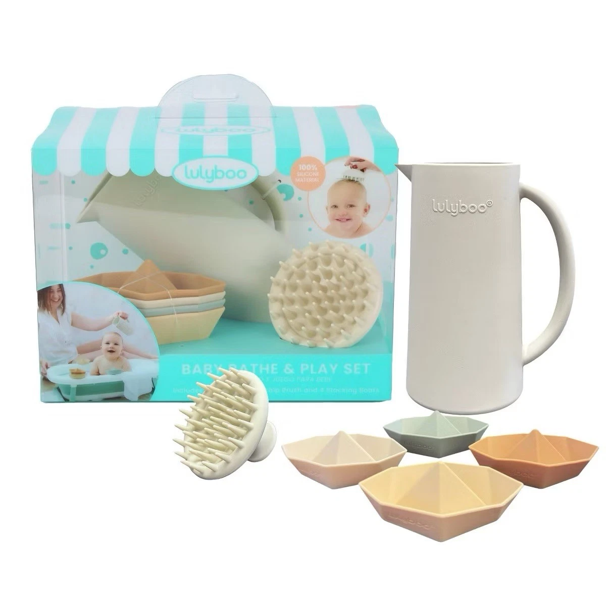 Lulyboo Baby Bath and Play Set BPA Free Sensory Development Toys Boat Brush
Opens in a new window or