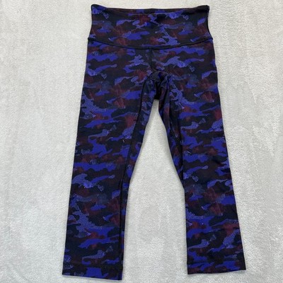 Lululemon Pants Women's 2 Wunder Under Crop Leggings Purple Blue Camo High Rise