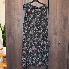 Venezia Black Floral Print Sleeveless Midi Dress Women Size 22 24