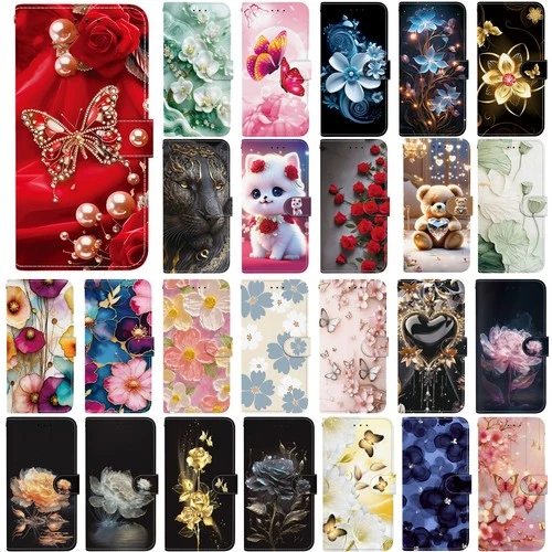For Samsung Galaxy A17 A16 A15 A14 A13 A12 Crystal Painted Wallet Case for Women