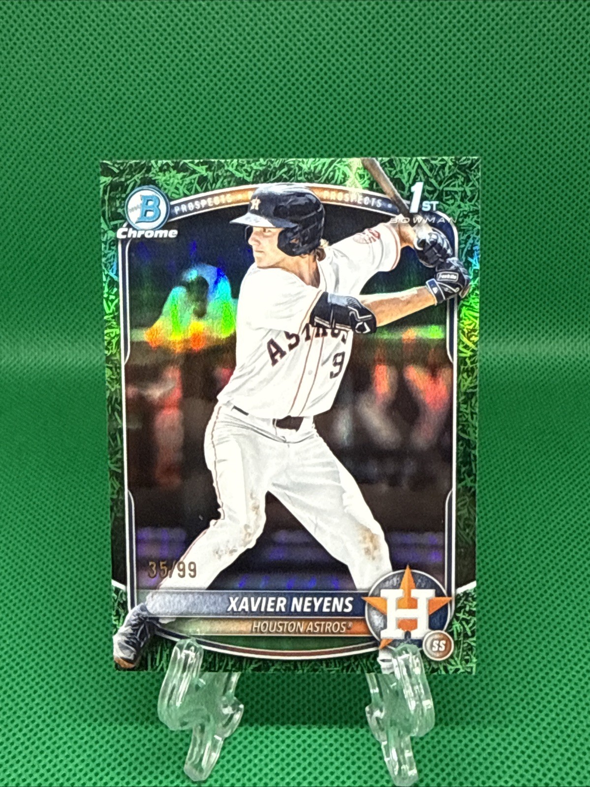 2025 Bowman Draft Xavier Neyens Chrome Green Grass Refractor 1st #/99 Astros