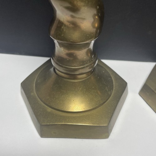 Pair of Vintage Arts & Crafts Barley-Twist Brass Candlestick Andrea by Sadek - Picture 2 of 8