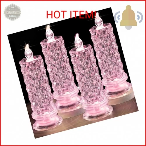 SupBri Rose Shadow LED Flameless Candles, 4PCS Romantic Battery Operated Candles - product listing photo