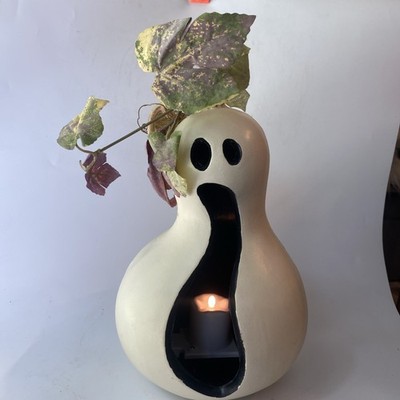 Gemmy Industries Pumpkin Ghost White Gourd Halloween Lamp Light Vintage