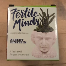 Fertile Minds Albert Einstein Ceramic Planter Pot New Open Box