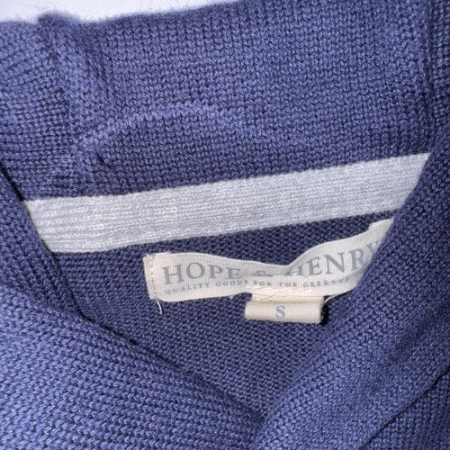 Hope And Henry Boys’ Shawl Collar Organic Sweater Navy Stripe Size Small - Picture 3 of 5