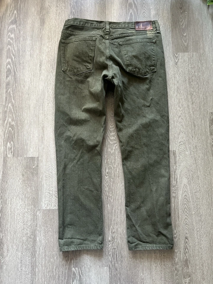 Pantalones de mezclilla para hombre J.CREW 770 calce recto hechos en EE. UU. prenda teñida real 34x30 Foto 2 de 4