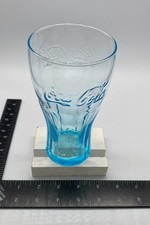 15oz COCA-COLA Clear Blue Molded Collectible DRINKING Glass Vintage