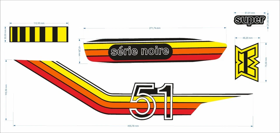 Motobécane - kit Autocollants sickers 51 Serie Noir Super - Photo 2/2
