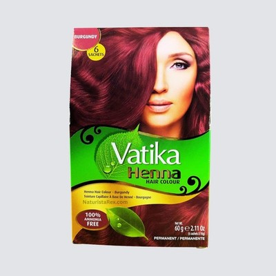 Vatika Henna Burgundy PERMANENT HAIR COLOUR 100% AMMONIA FREE (60g) 2.11 OZ