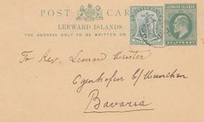 Leeward Islands / Montserat - mixed stamps 1910: post card to Munich/Germany