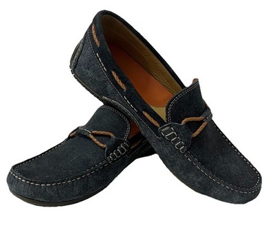 MARTIN Dingman Nubuck Braided Mens Loafers-8.5M-Navy-$265  display picture 3