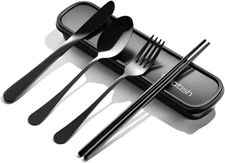 Travel Utensils with Case, Quatish Portable Silverware Set for Work, Stainless S