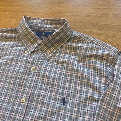Ralph Lauren Mens XL Classic Fit Performance Plaid Button Down Shirt Blue Red