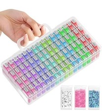 64 Jars Storage Containers for Diamond Art Kits with 1 Box