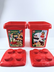 Vintage Lego Storage Containers Bins W/ Lids 4105 Red Empty Storage Blocks